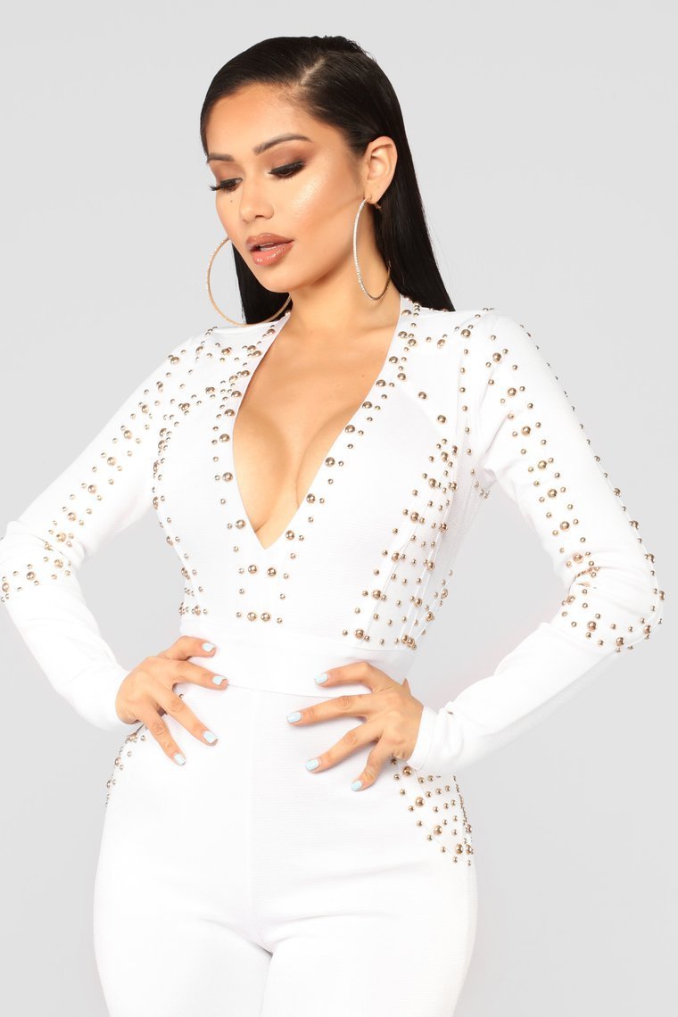 Rooftop Nights Bandage Jumpsuit - White