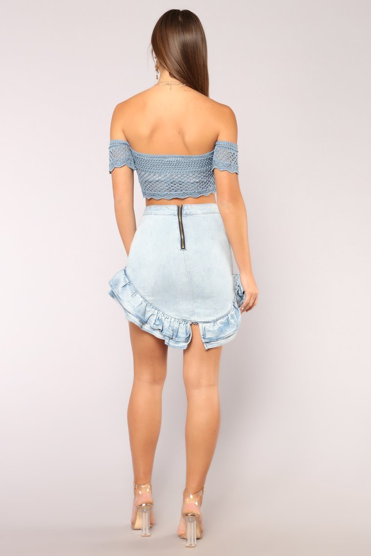 Here To Stay Crochet Top - Blue