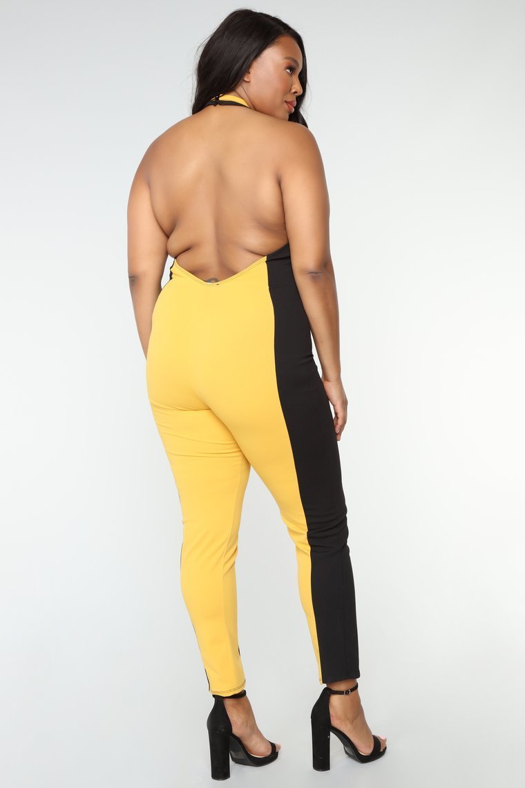 Speed Limit Colorblock Jumpsuit - Mustard/Black