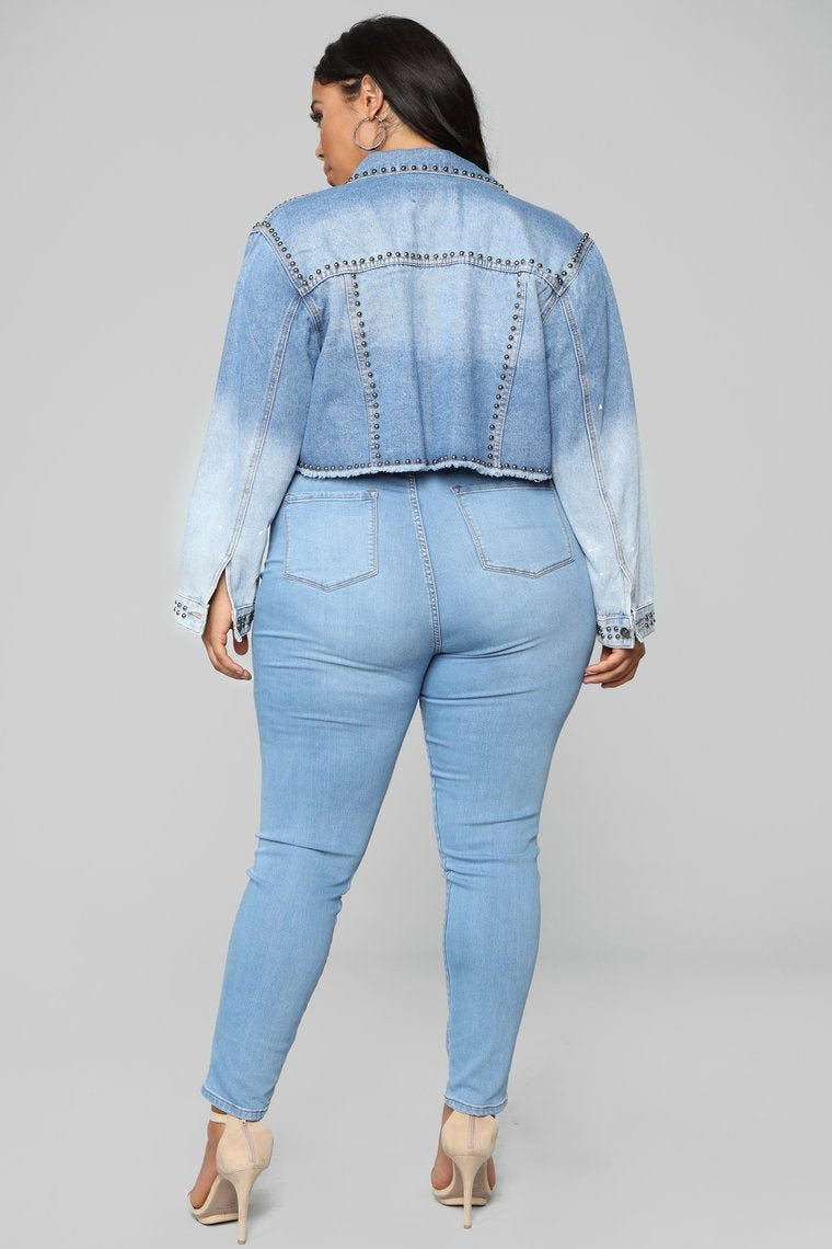 Veste En Jean Hey Stud-Lavage Moyen