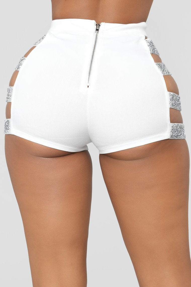 See Me Sparkle Shorts - White