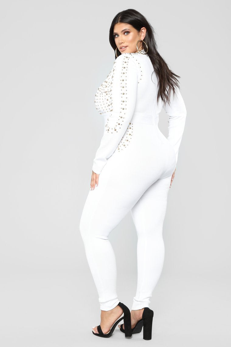Rooftop Nights Bandage Jumpsuit - White