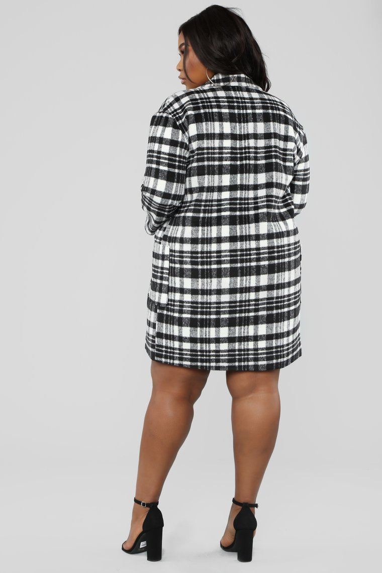 Manteau à carreaux noir et blanc - Noir/Combo