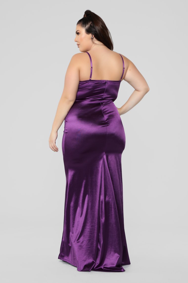 Gala Ready Satin Dress - Purple