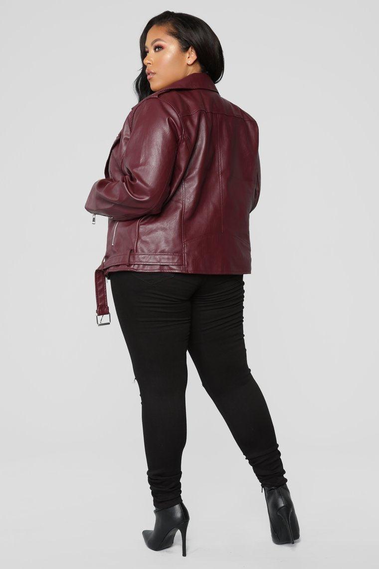 Araxie Vegan Leather Jacket - Wine