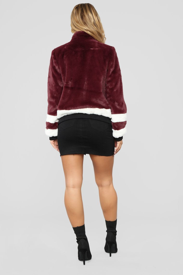 That's What I Like Fur Bomber - Burgundy