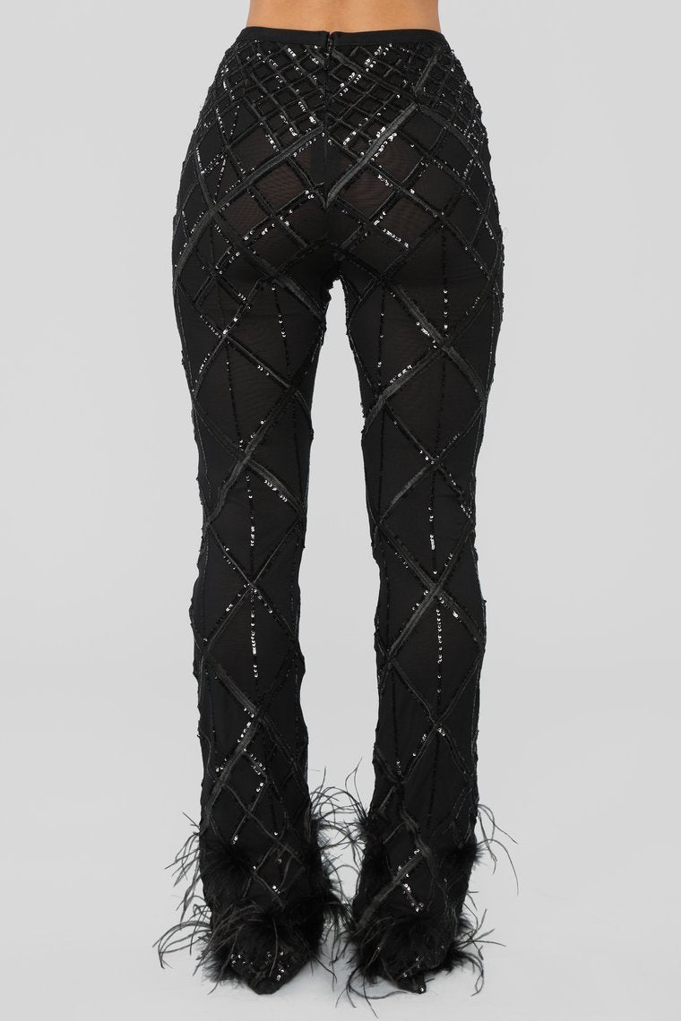 Dance With Me Sequin Pant Set - Black