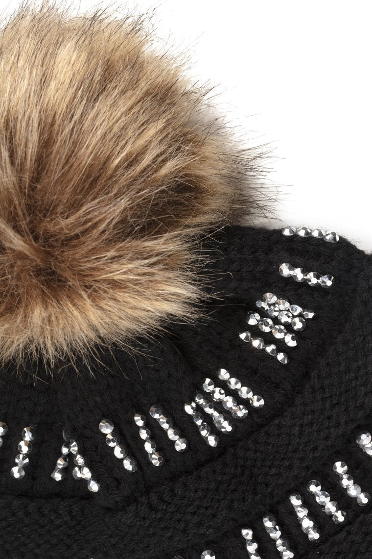Rom Com Pom Pom Beanie - Black