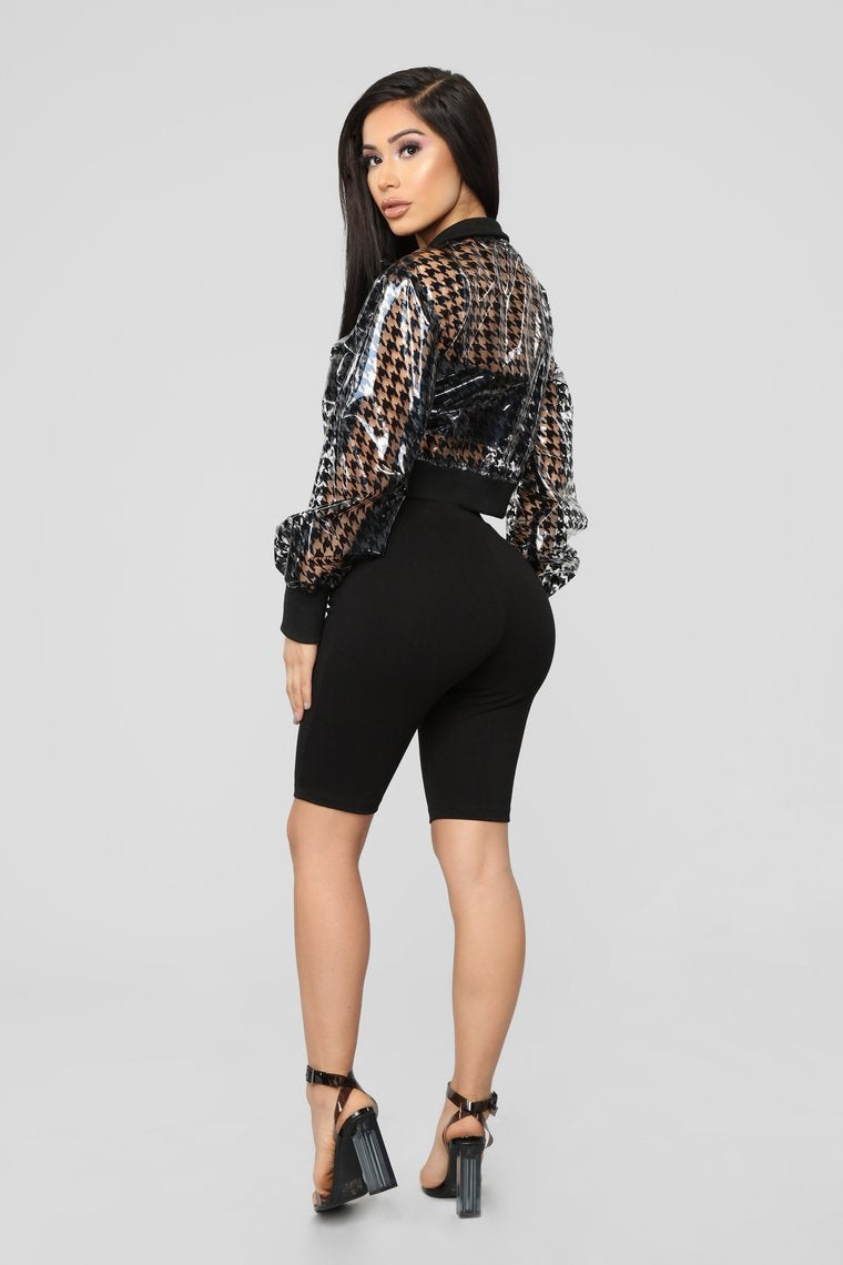 Quit Hounding Me PVC Jacket - Clear/Black