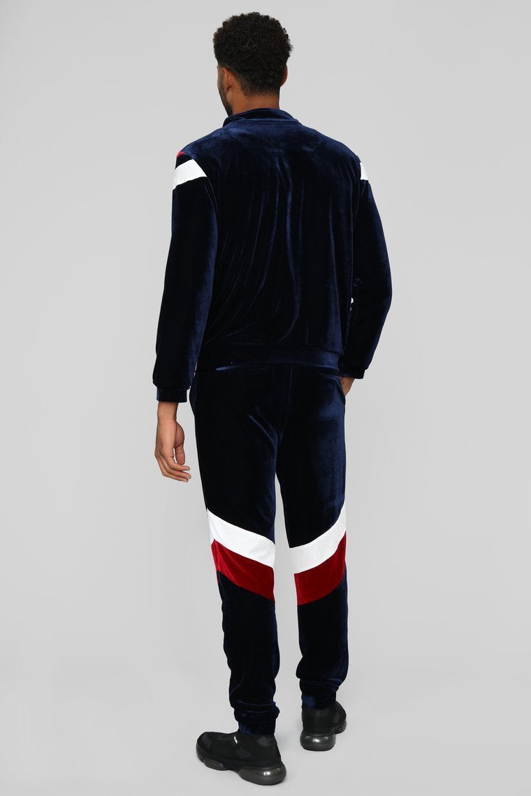 Randy Velour Pants-Bleu / Rouge