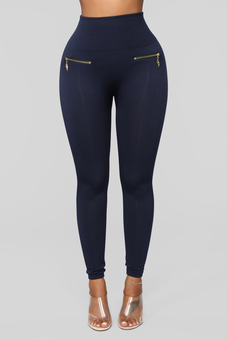 Warm As Can Be Fleece Lined Leggings - Navy