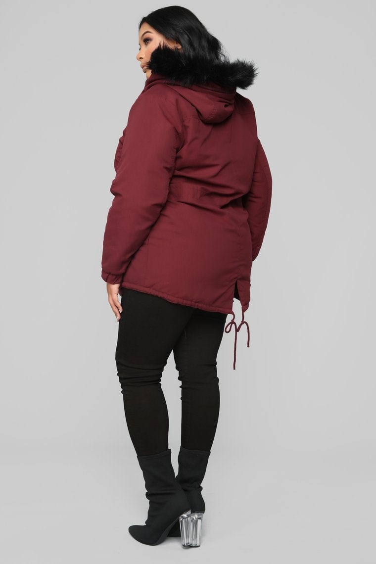 On The Prowl Hooded Jacket - Burgundy