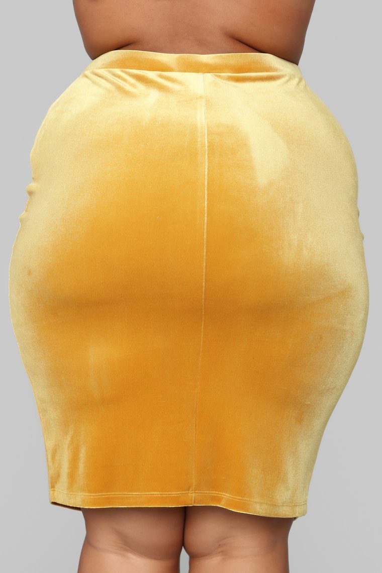 Softest Touch Velvet Skirt - Mustard