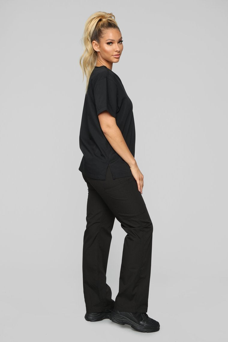 Life Saver V Neck Scrubs Top - Black