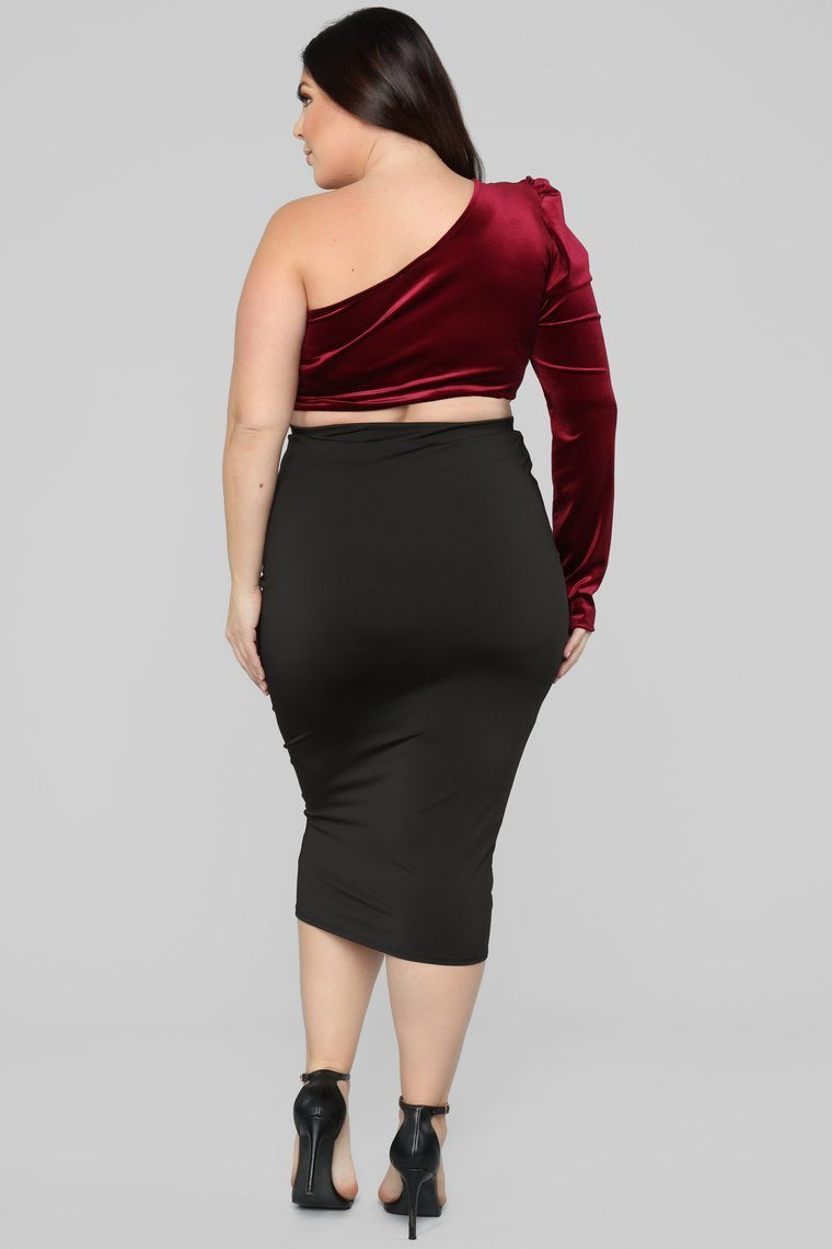 STYLED ON INSTAGRAM All For One Shoulder Top - Burgundy