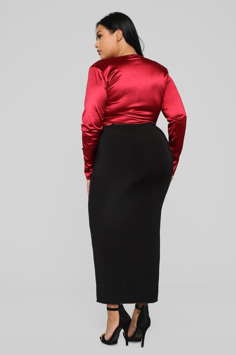 Toujours Sleek Bodysuit-Bourgogne