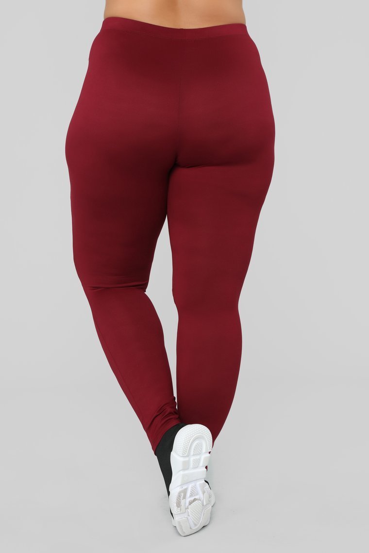 Hit The Slit II Basic Leggings - Burgundy
