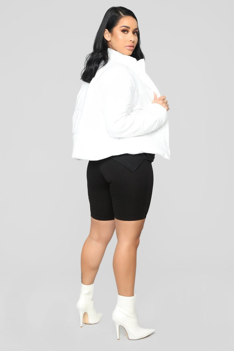 Worst Behavior Puffer Jacket - White
