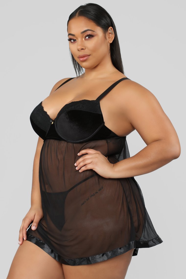 Love You Forever Baby Doll 2 Piece Set - Black