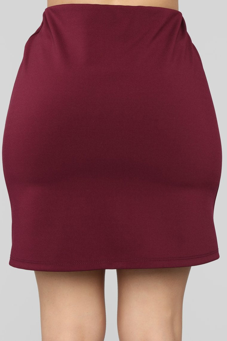 So Buttoned Up Skirt - Burgundy