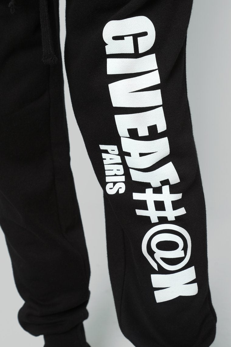Give A F#@K Jogger - Black/White