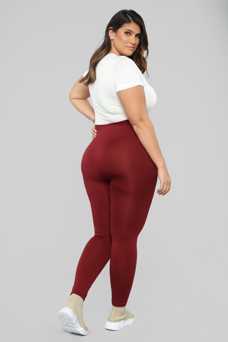 Basically It High Rise Leggings - Brick Red
