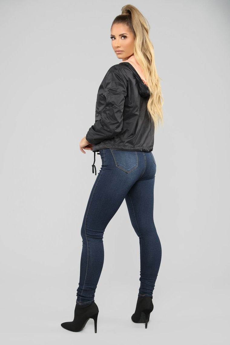 Pull Me Closer Windbreaker Jacket - Black