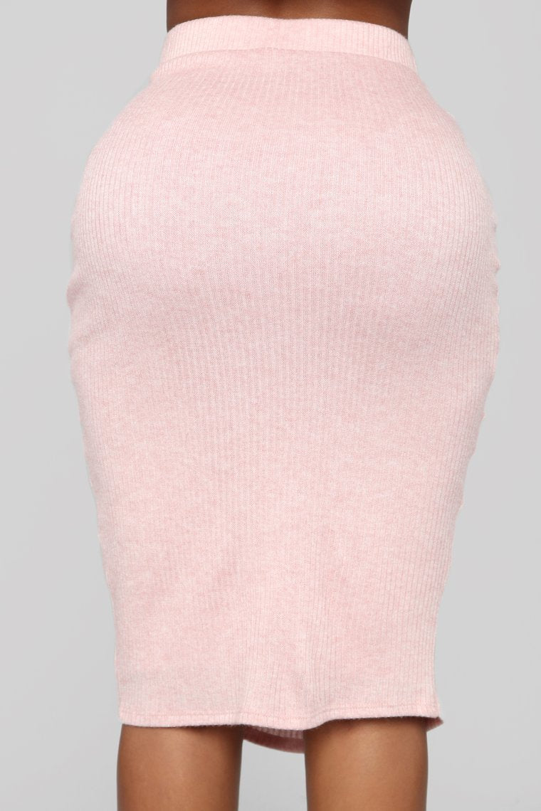 Out In The Cold Sweater Skirt Set - Blush