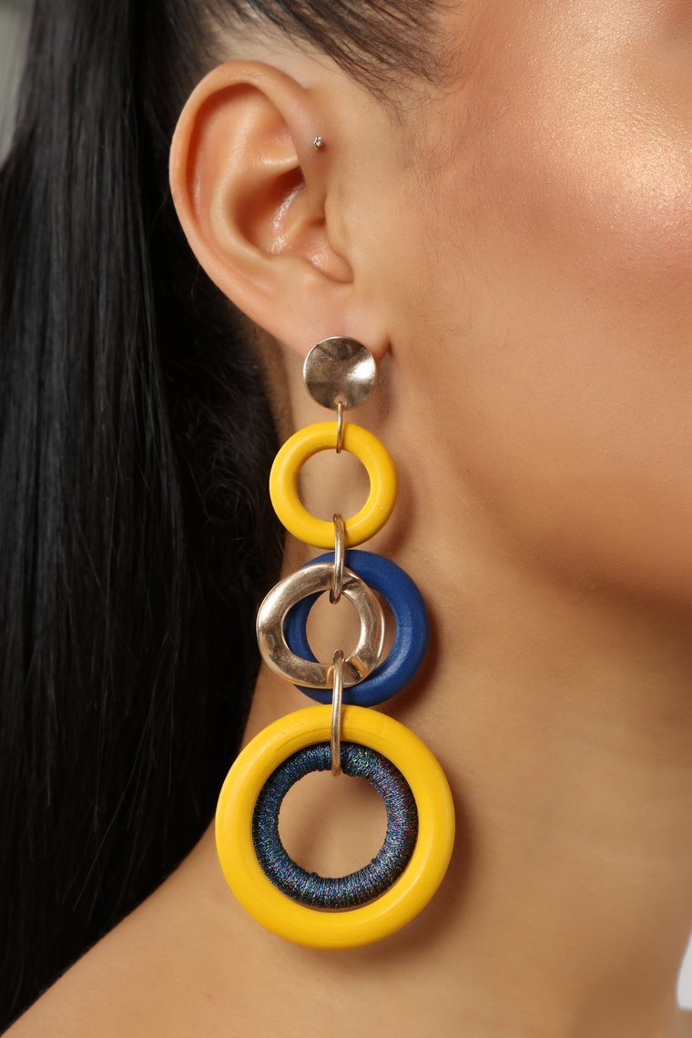 Block My World Earrings - Mustard