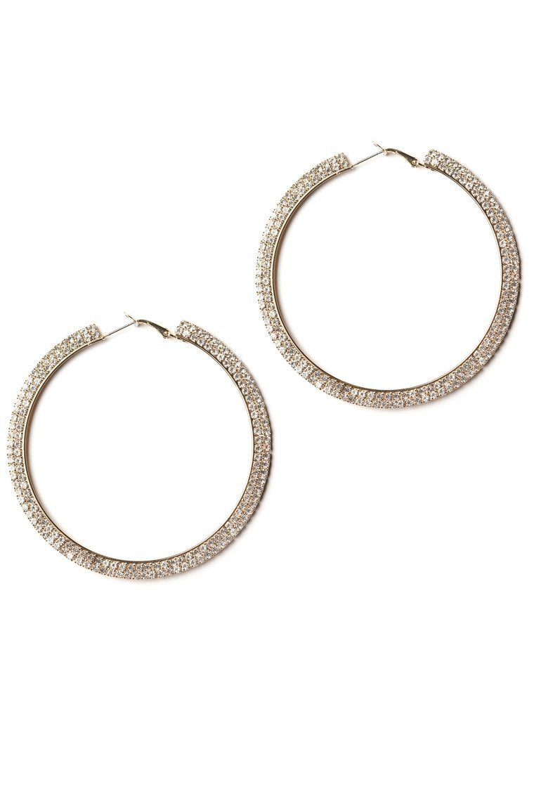 Double Shine Time Hoop Earrings - Gold
