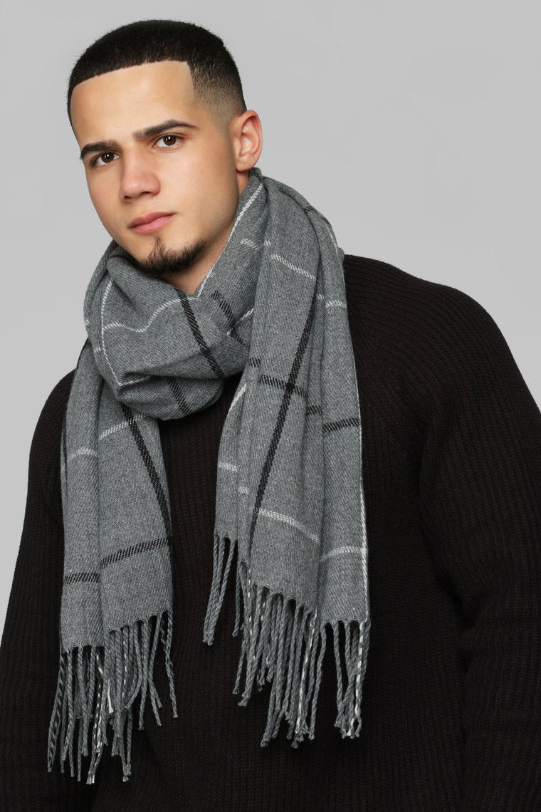 Walt Plaid Scarf - Grey