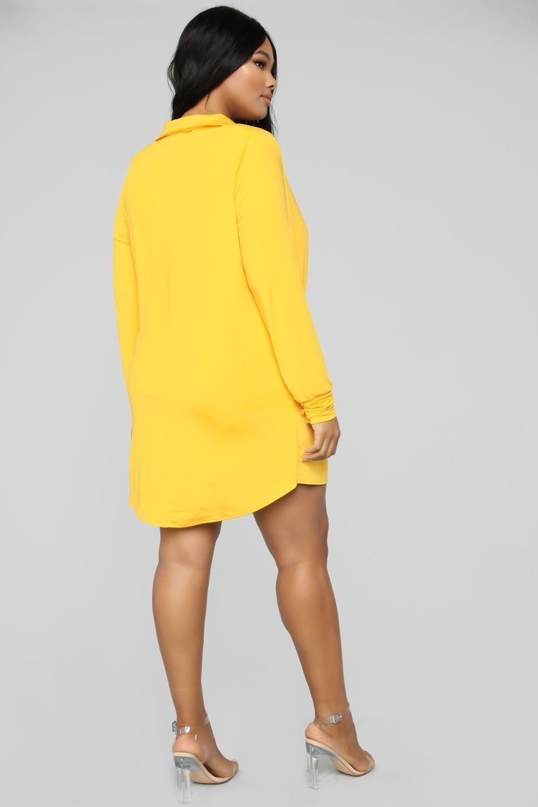 Slay The Night Cowl Neck Dress - Yellow
