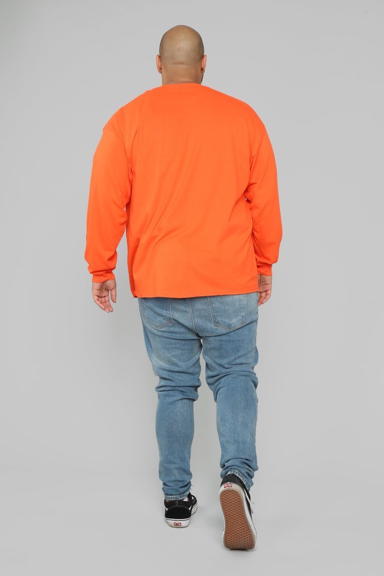 Riding Long Sleeve Tee - Orange/White