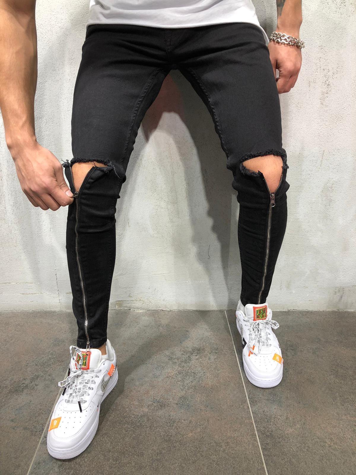 NOIR SKINNY ZUPPER DÉTAIL JEANS 3975