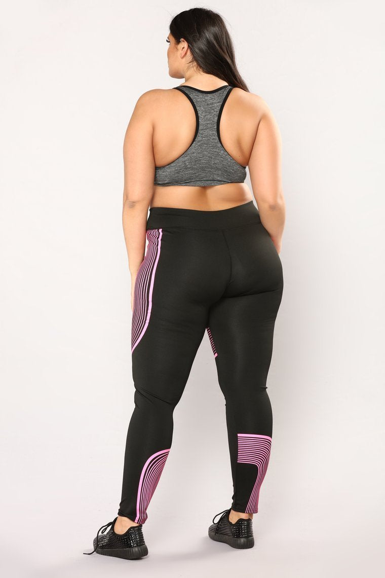 Exécuter des leggings actifs durs - Noir / Pink