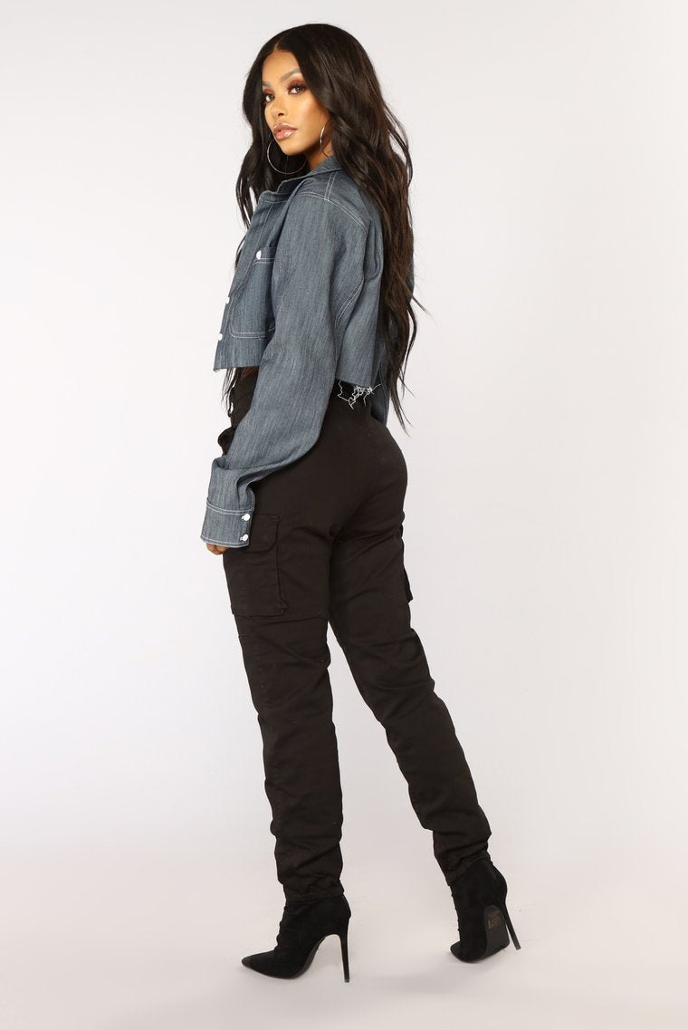 Cadet Khloe Oversized Cargo Pants - Black