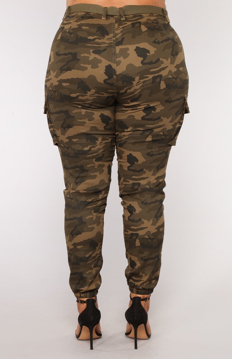 Don't Call Me High Rise Joggers - Olive Camo