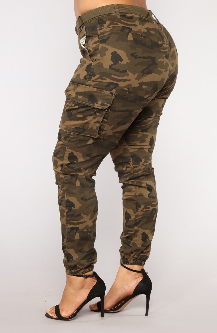 Don't Call Me High Rise Joggers - Olive Camo