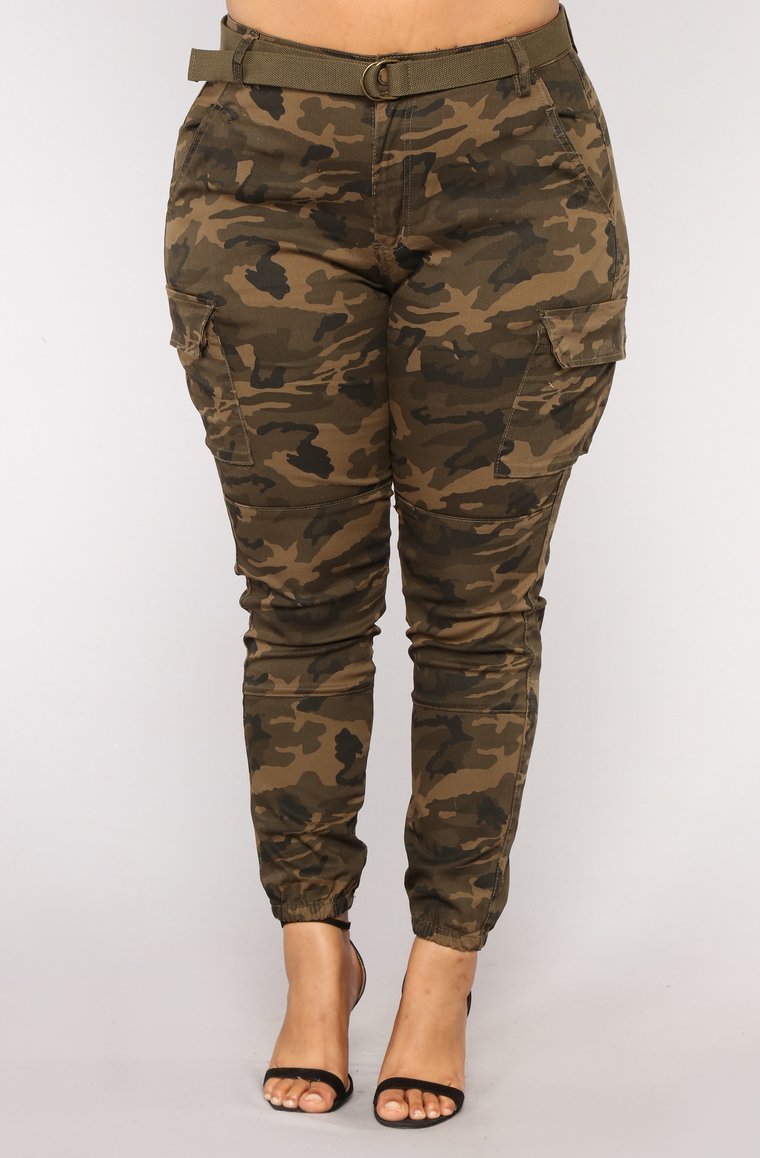 Don't Call Me High Rise Joggers - Olive Camo
