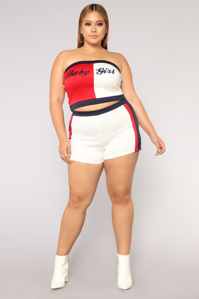Ensemble short Not Your Baby Girl - Rouge / Blanc