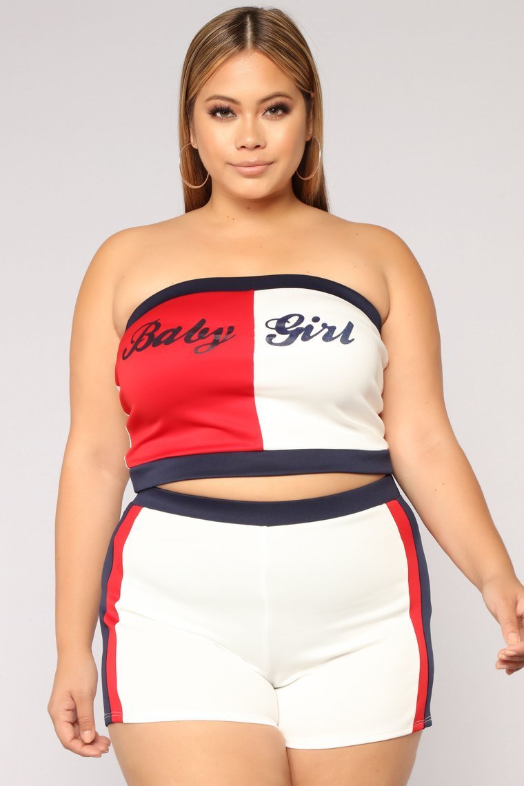 Ensemble short Not Your Baby Girl - Rouge / Blanc