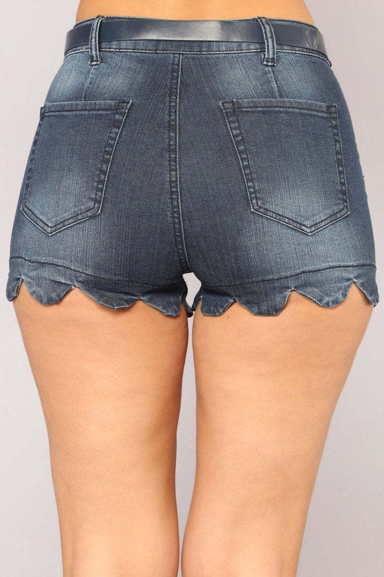 Le Plus Joli De Tous Les Shorts Taille Haute-Denim Foncé