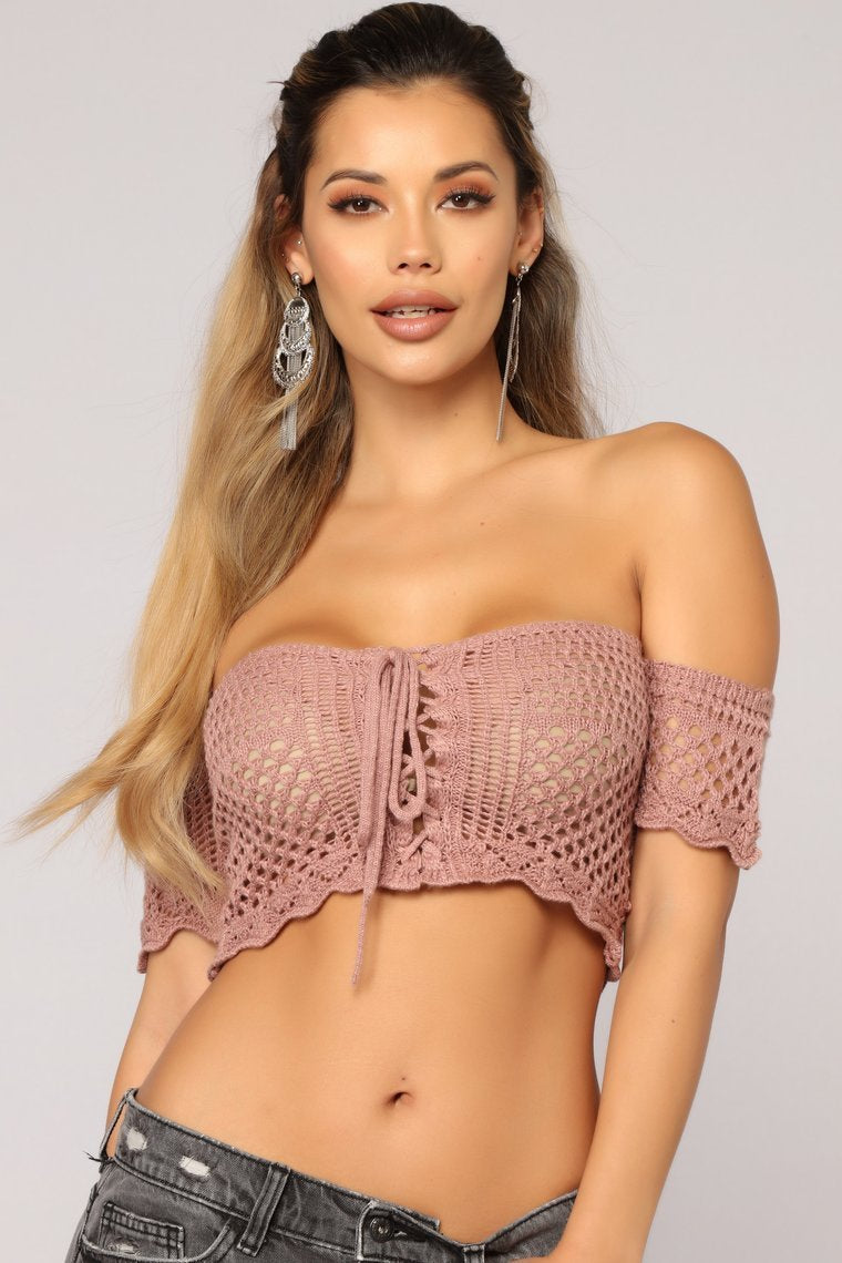 Here To Stay Crochet Top - Pink