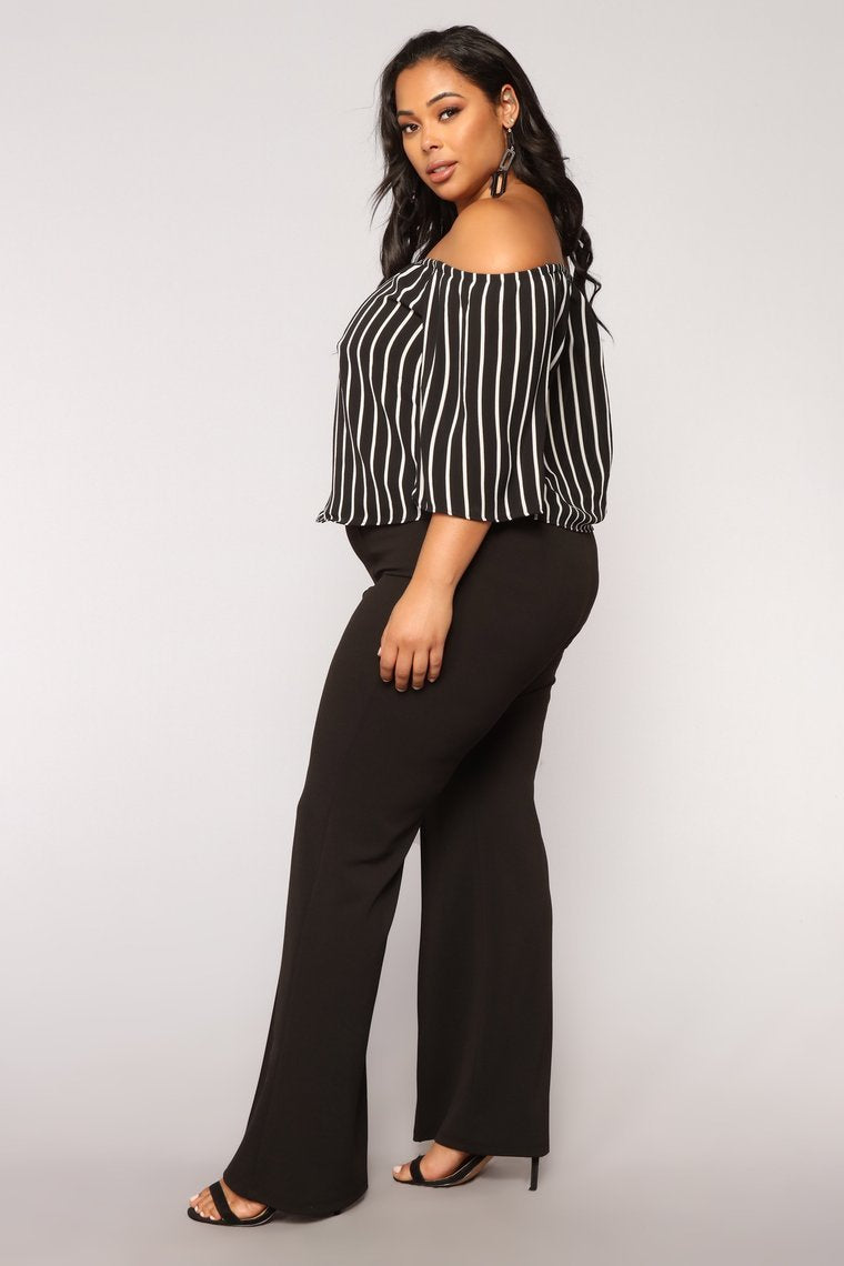Edyth Off Shoulder Top - Black/White