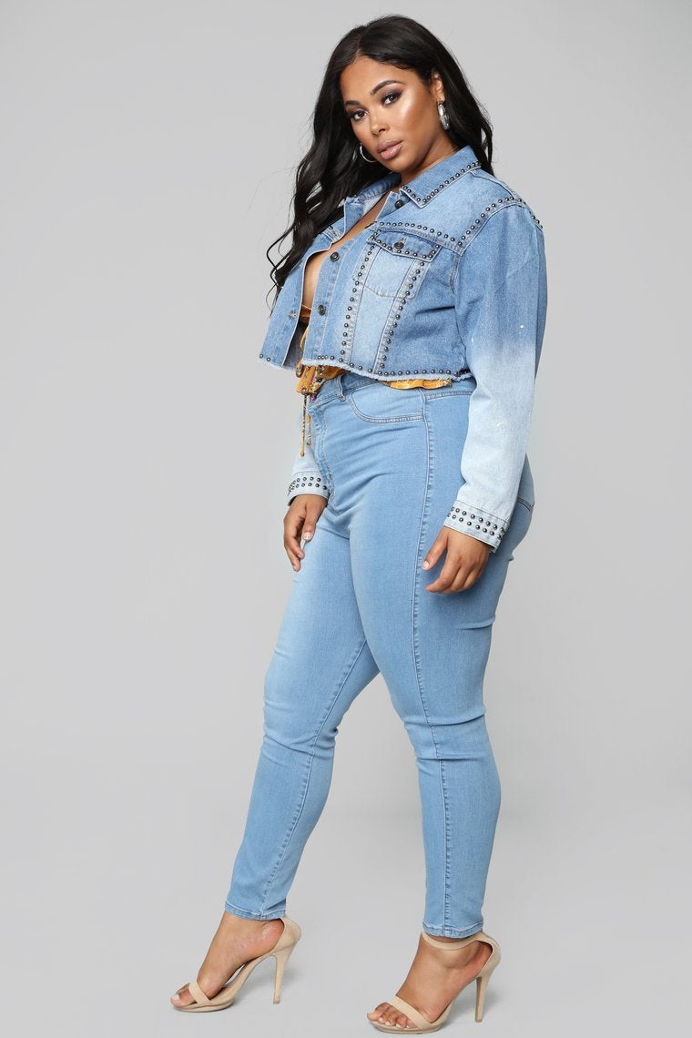 Hey Stud Denim Jacket - Medium Wash