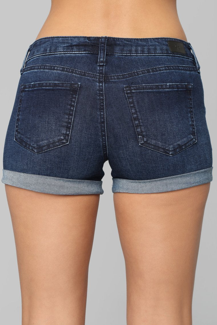 What's My Name Again Mid Rise Shorts - Dark Denim