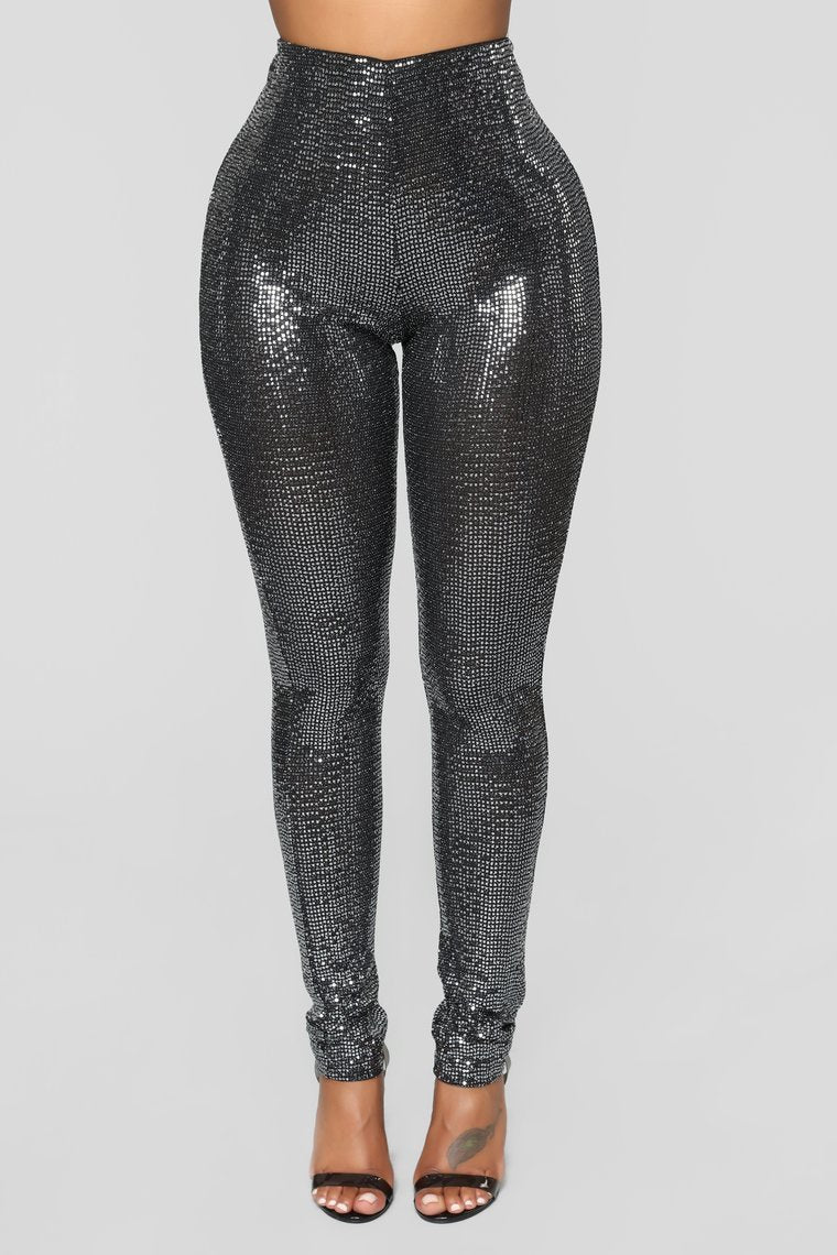 When You're Missing Me Sequin Leggings - Silver