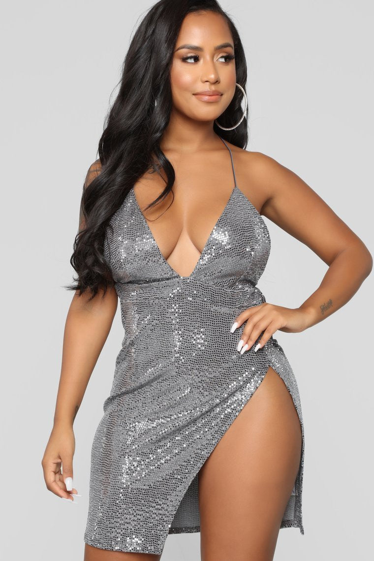 Yukie Metallic Dress - Silver