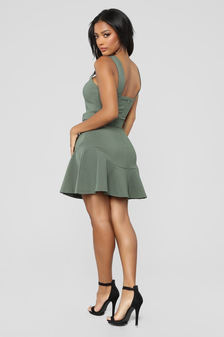 Dressed To Impress Ruffle Dress - Olive