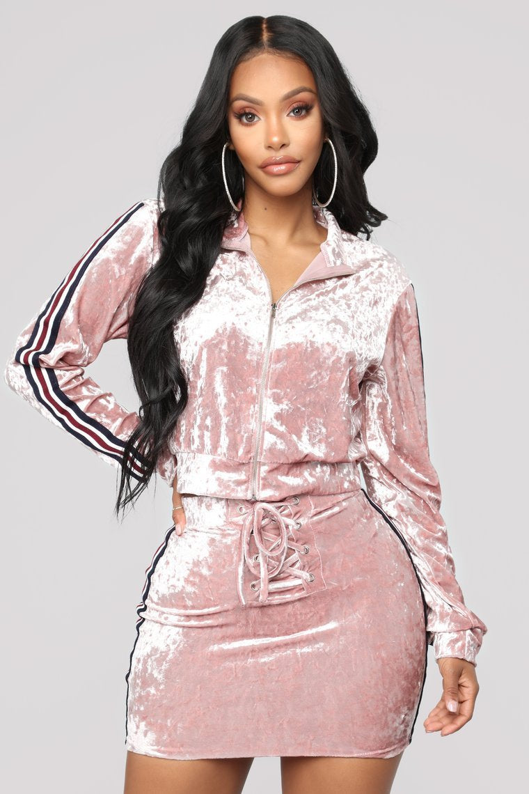 Baby G Velvet Skirt Set - Blush